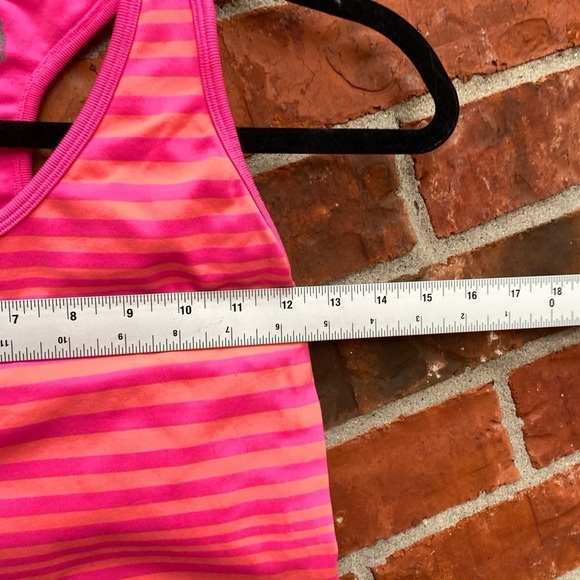 Athleta Womens XS Neon Pink Stripe Built In Shelf Bra Racerback Active Tank Top - Picture 5 of 8